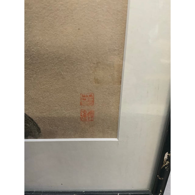 Paper Vintage Japanese Woodblock With Peacock For Sale - Image 7 of 7