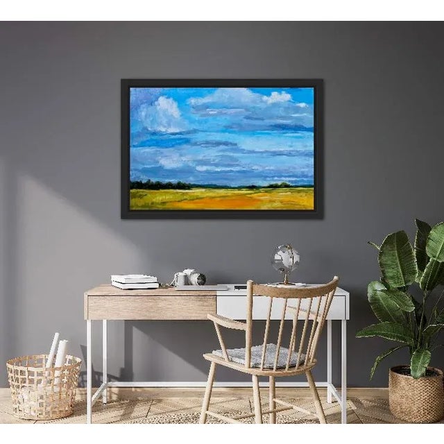 Blue Cloudscape Impressionist Style Original Oil Painting by Lisa Haas For Sale - Image 8 of 8