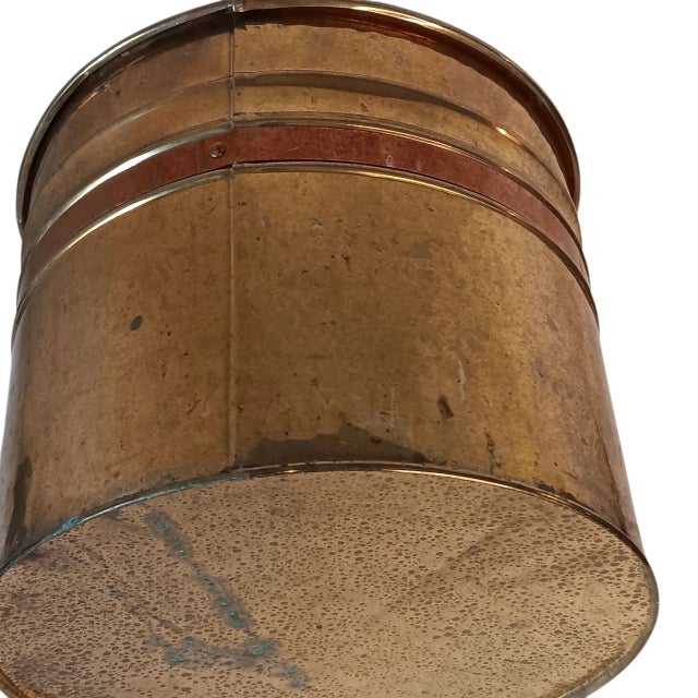 Vintage Brass Planter With Copper Band Nade in Ireland 9.25" X 11" For Sale - Image 15 of 18