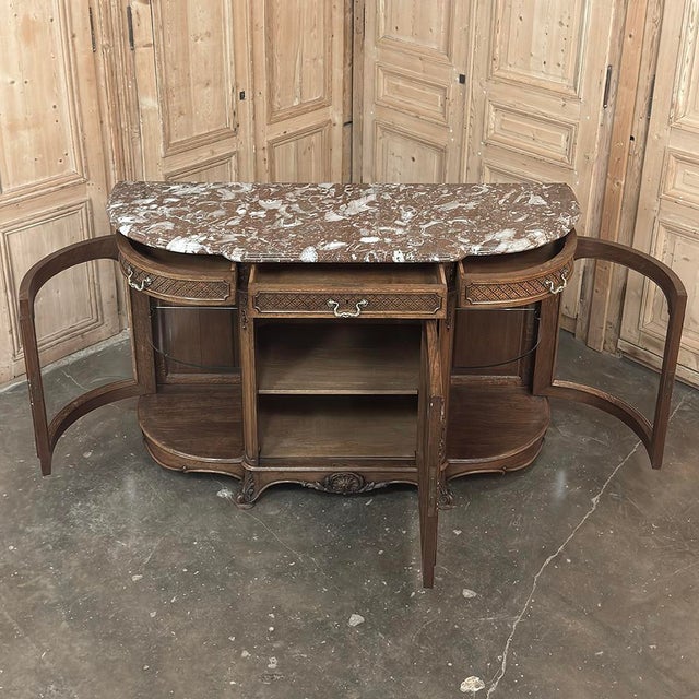 Late 19th Century Liégeois Régence Style Oak Display Buffet With Rouge Griotte Breccia Marble Top For Sale - Image 16 of 18