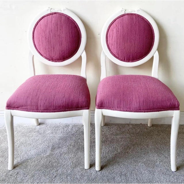 Raspberry Pink 1980s Postmodern Casa Bique Swan Dining Chairs | Set of 6 in Ivory & Raspberry Pink For Sale - Image 8 of 11