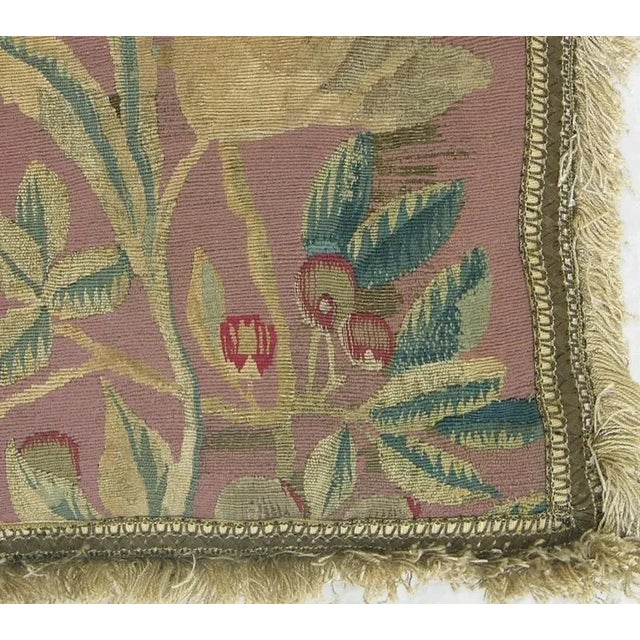 Antique 17th Century Brussels Tapestry Pillow - 16'' X 16'' For Sale - Image 4 of 6