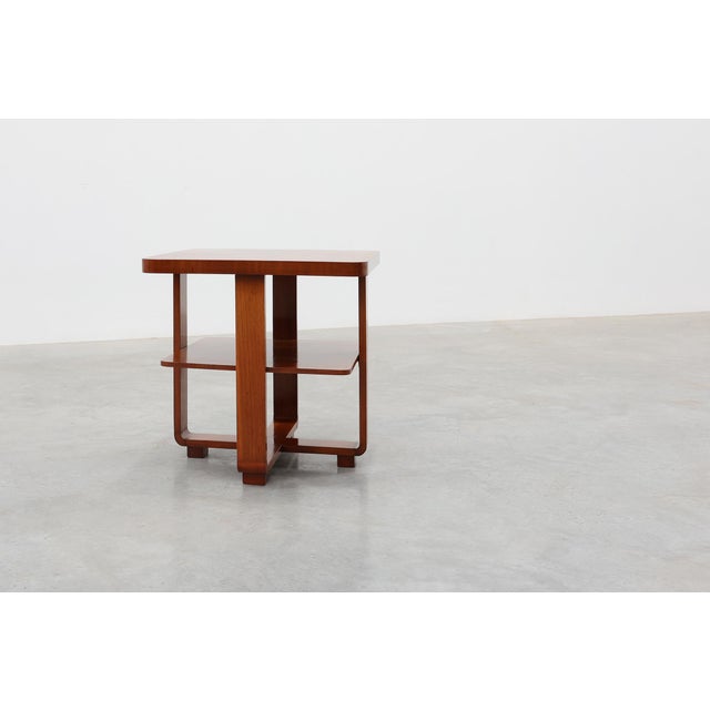 Art Deco Walnut Veneer Side Table with Shelf, Belgium, 1920s For Sale - Image 4 of 14
