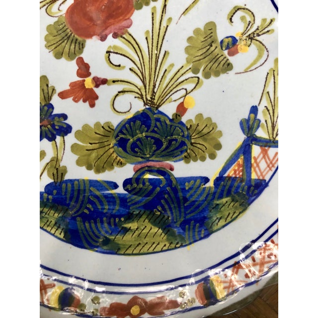 Italian Hand Painted Faience "Blue Carnation" Ceramic Dish Chairish