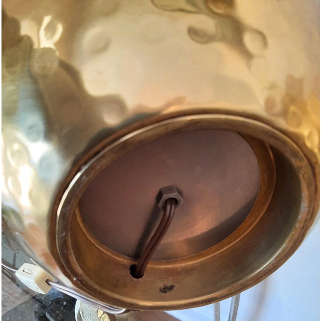 Vintage Pair of Hammered Brass Table Lamps For Sale - Image 4 of 12