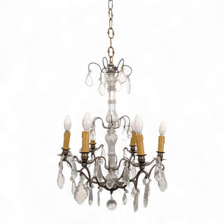 Vintage Crystal 6-Light Chandelier For Sale