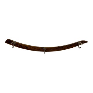 Whimsical Antique Oak Wood Wall Hanging Coat Rack Made From an Old Rocking Chair Runner From England - Circa 1900 For Sale