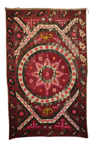 Vintage Hand Embroidered Suzani Wall Hanging, 1920s