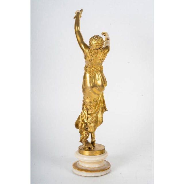 1900 - 1909 Art Nouveau Gilt Bronze Sculpture in Onyx Base attributed to Joe Descomps, 1900s For Sale - Image 5 of 10