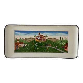 1990s Vintage Villeroy & Boch Design Naif Porcelain Sandwich Tray For Sale