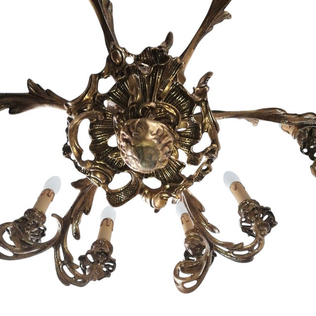 Metal Louis XVI Style Bronze 12-Light Chandelier For Sale - Image 7 of 9