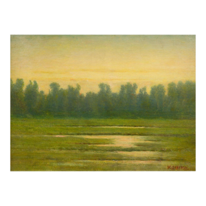 American Tonalist Landscape Painting “Valley of the Oise” by William Sartain