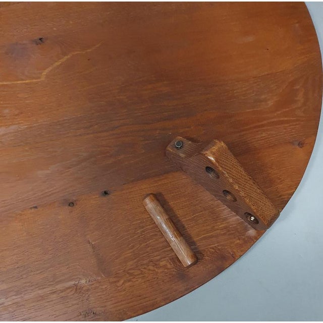 Wood Height-Adjustable Round Coffee Table in Oak, 1960s For Sale - Image 7 of 18