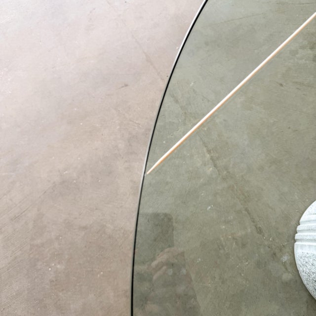 Vintage 1970s Attributed to Giovanni Offredi for Saporiti Italia Concrete and Glass Dining Table Unmarked For Sale - Image 11 of 13