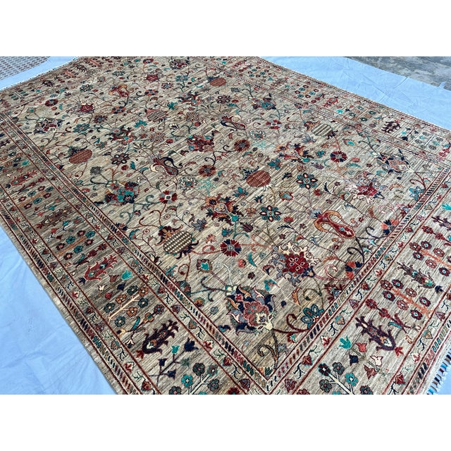 2000 - 2009 Hand-Knotted Afghan Sultanabad Chobi Wool Area Rug - 7'11" X 11'6" For Sale - Image 5 of 11