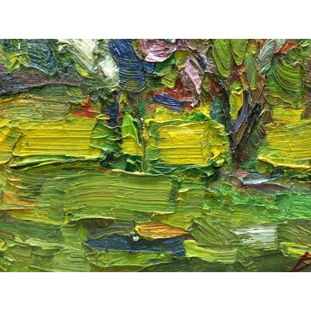 Abstract 1980s Abstract Oil Painting Green Garden Dupliy Sergey Alexandrov For Sale - Image 3 of 8