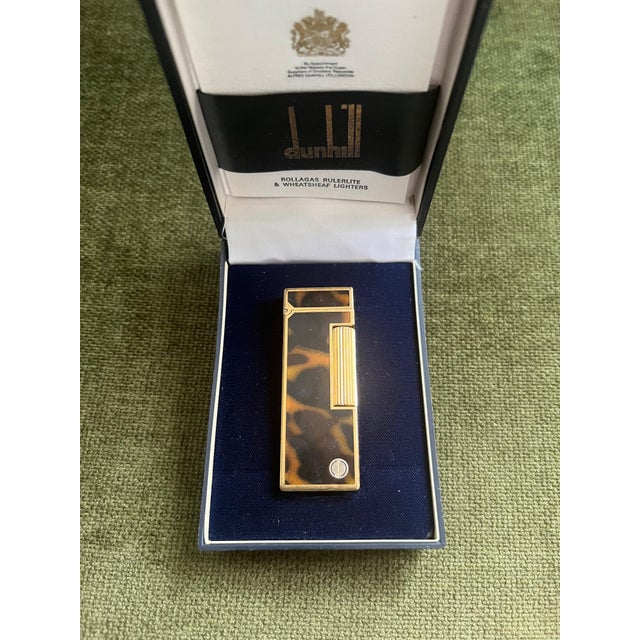 Vintage Dunhill Gold Plated Rare Cognac Marble Lacquer Lighter Original Case Circa 1970 Rare Vintage Dunhill gold plated...