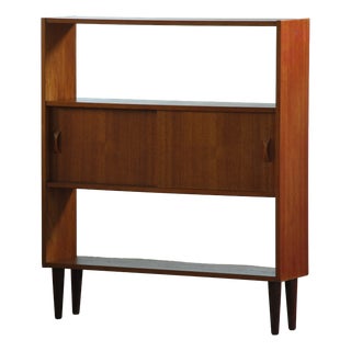 Mid-Century Modern Danish Teak Bookcase with Sliding Doors, 1960s For Sale