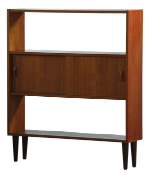 Mid-Century Modern Danish Teak Bookcase with Sliding Doors, 1960s