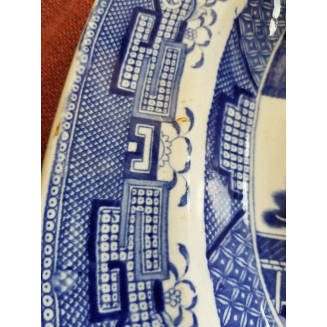 Blue Antique English Blue and White Transferware Platter For Sale - Image 8 of 11