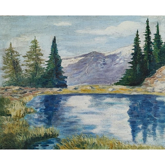 Louis Camille Gianoli, Lac de montagne, Oil on Cardboard For Sale - Image 9 of 9