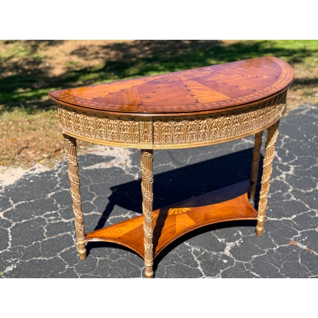 19th Century Small Neoclassical Giltwood Demi-Lune Console Table For Sale - Image 4 of 10