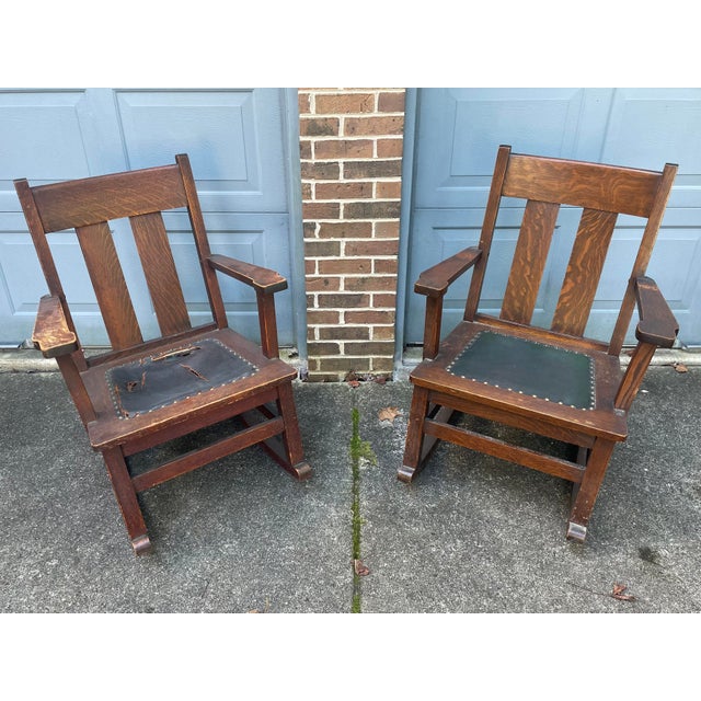 Late 19th Century Antique Stickley Style Mission Oak Set - Seating for 5 For Sale - Image 10 of 12