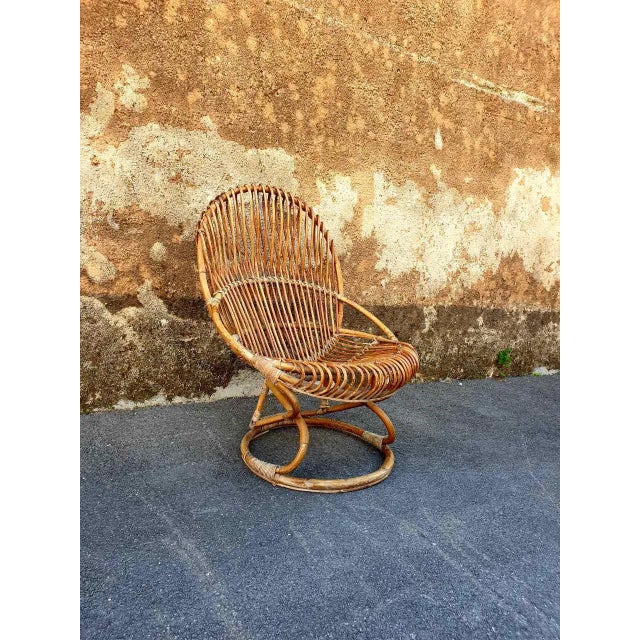 Mid-Century Modern Italian Wicker Chair by Tito Agnoli, 1962 For Sale - Image 3 of 9