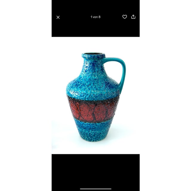 Turquoise Large Fat Lava Floor Vase from Bay Keramik, Germany, 1960s For Sale - Image 8 of 8