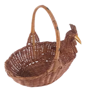 Vintage Chicken Sculpted Rattan Basket