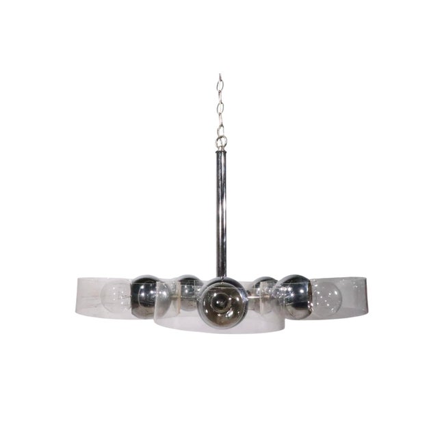 Space Age Chrome and Lucite Chandelier For Sale - Image 9 of 11