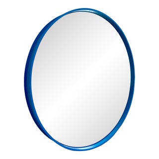 1980s Electric Blue Metal Framed Wall Mirror For Sale