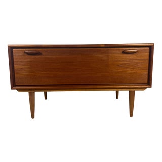 Vintage Scandinavian Low Cabinet with Drop-Leaf Door in Teak, 1960s For Sale