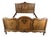 Vintage French Louis XVI Style Oak Double Bed Frame with Carved Headboard For Sale