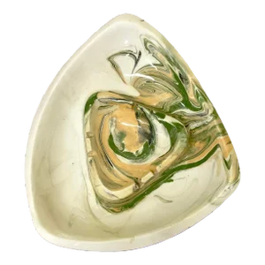 Large 1960s Mid-Century Modern Hand-Painted Swirl Ceramic Ashtray