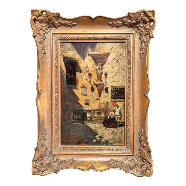 Riccardo Pellegrini, Italian Genre Scene, Oil on Panel, 1890s-1910s For Sale