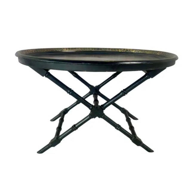 Antique Paper Maché Tray Table With Faux Bamboo Base For Sale - Image 10 of 10