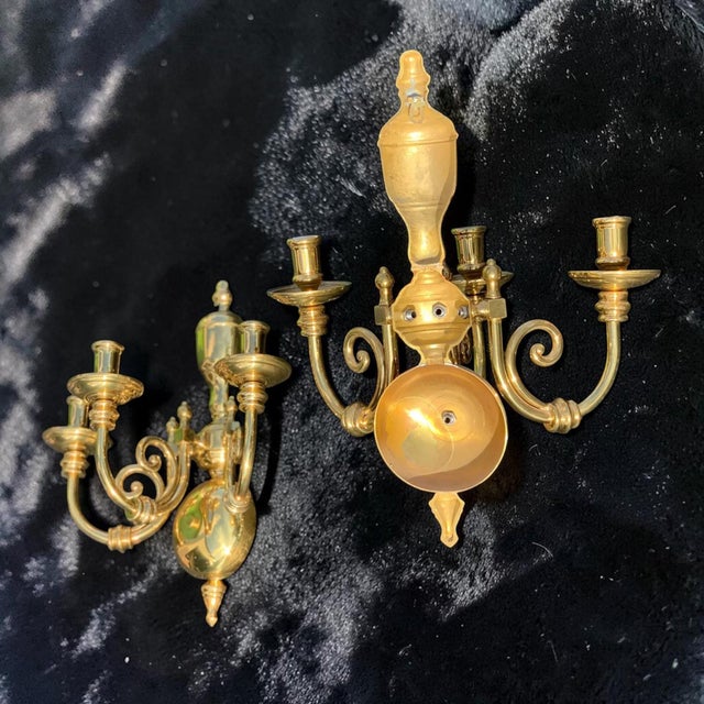 Metal Antique Gold Gilt Wall Sconce Candelabra - a Pair For Sale - Image 7 of 8