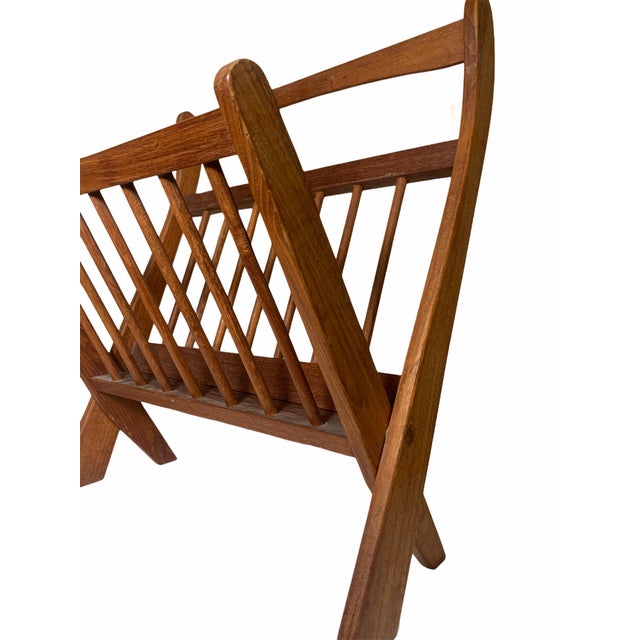 1970s Danish Modern Folding Teak Magazine Rack For Sale - Image 9 of 13