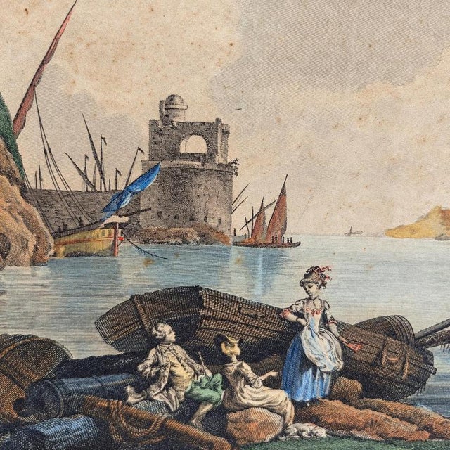Wood Claude-Joseph Vernet (17141789), Segundo Vernet, Engraved by N. Ozanne, The Pleasures of Fishing, 1800s, Wood & Paper For Sale - Image 7 of 9