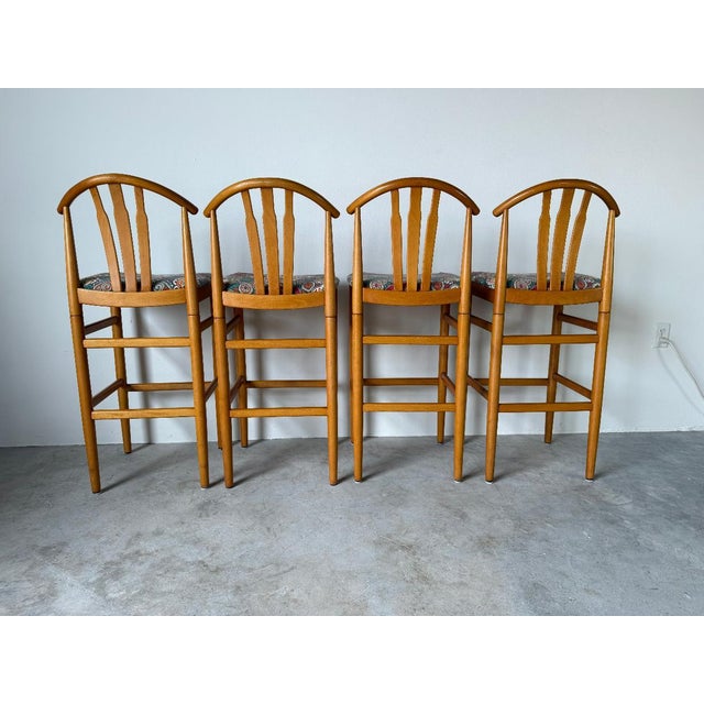 Brown 1970s Swedish Mid-Century Modern Carl-Ewert Ekström Beechwood Bar Stools – Set of 4 For Sale - Image 8 of 18