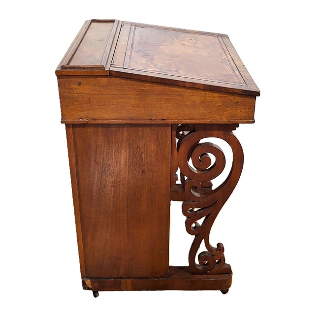 Wood Antique English 19th C Victorian Mahogany Slant Top Davenport Desk For Sale - Image 7 of 16