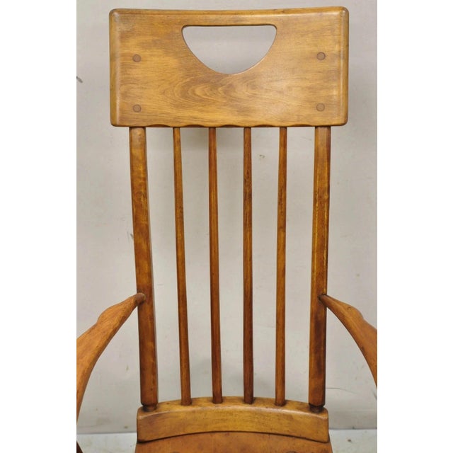 Traditional Vintage Sikes Co Maple Wood American Colonial Style Rocker Rocking Chair (B) For Sale - Image 3 of 12