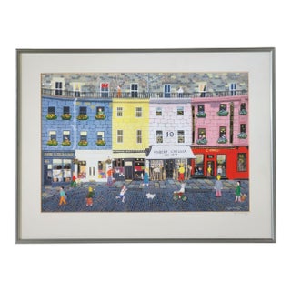 Victoria Street Framed Gouache Giclee Print Painting Signed by Artist Lynn Hanley Wall Art For Sale