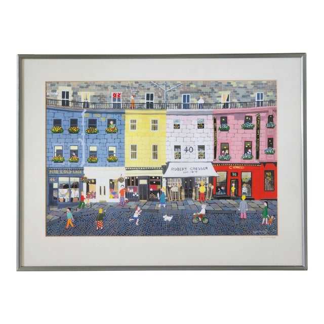 Victoria Street Framed Gouache Giclee Print Painting Signed by Artist Lynn Hanley Wall Art For Sale