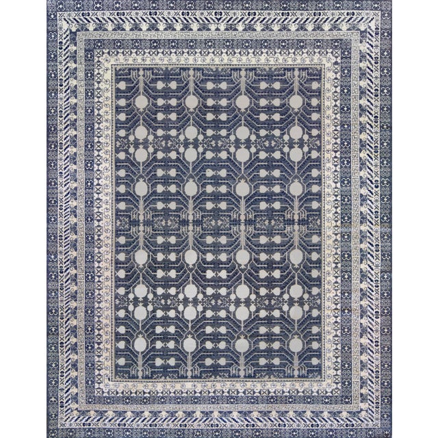 Mansour Modern Handwoven Khotan Style Wool Rug For Sale