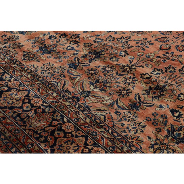 Textile Antique Oversized Sarouk Persian Rug in Pink With Floral Patterns | Rug & Kilim For Sale - Image 7 of 10