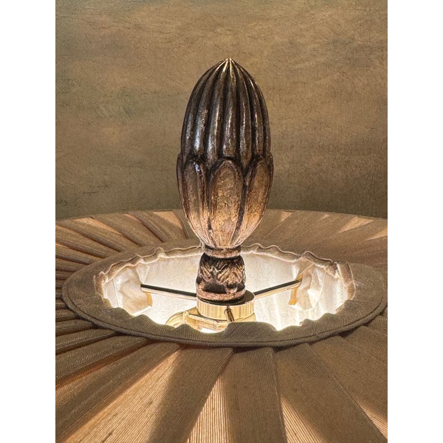 Pair of Mirrored Neo Classical Designer Lamps With Custom Shades. Very fine vintage condition. The shades are upholstered...