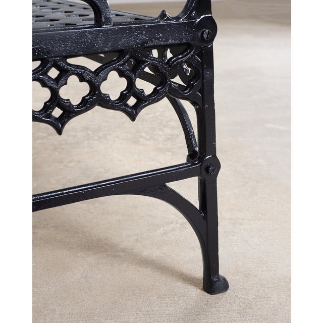 English Coalbrookdale Style Cast Gothic Revival Garden Bench For Sale - Image 14 of 18