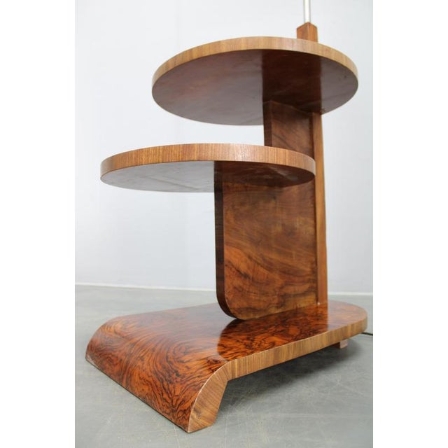 Art Deco Floor Lamp with Shelves in Glass, Walnut, and Metal, Czechoslovakia, 1930s For Sale - Image 9 of 13